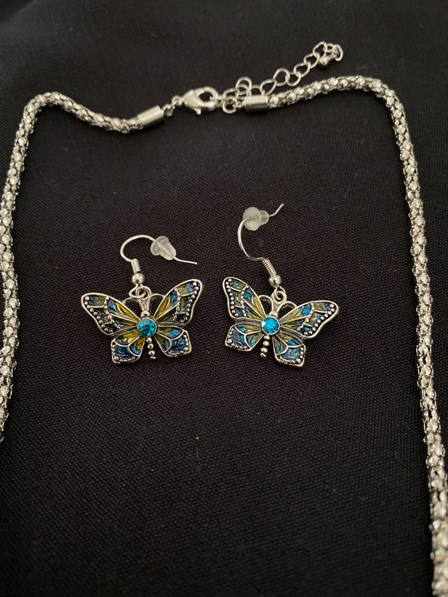 Butterfly necklace and earrings