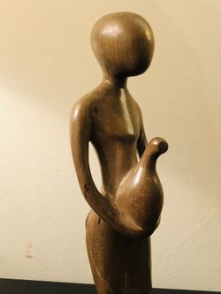 Vintage Hand Carved Wooden Figurine Status  Thumbnail