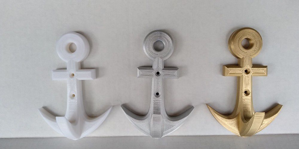 Set of 3 Nautical ANCHOR 3D Printed in Florida USA Choose Color 