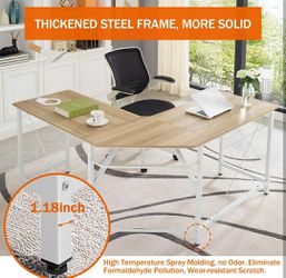 Sleek L Shaped Desk w/ Shelves (54.3’’) Computer Corner Desk Wood Metal Gaming Desk Table Home Office Workstation Thumbnail