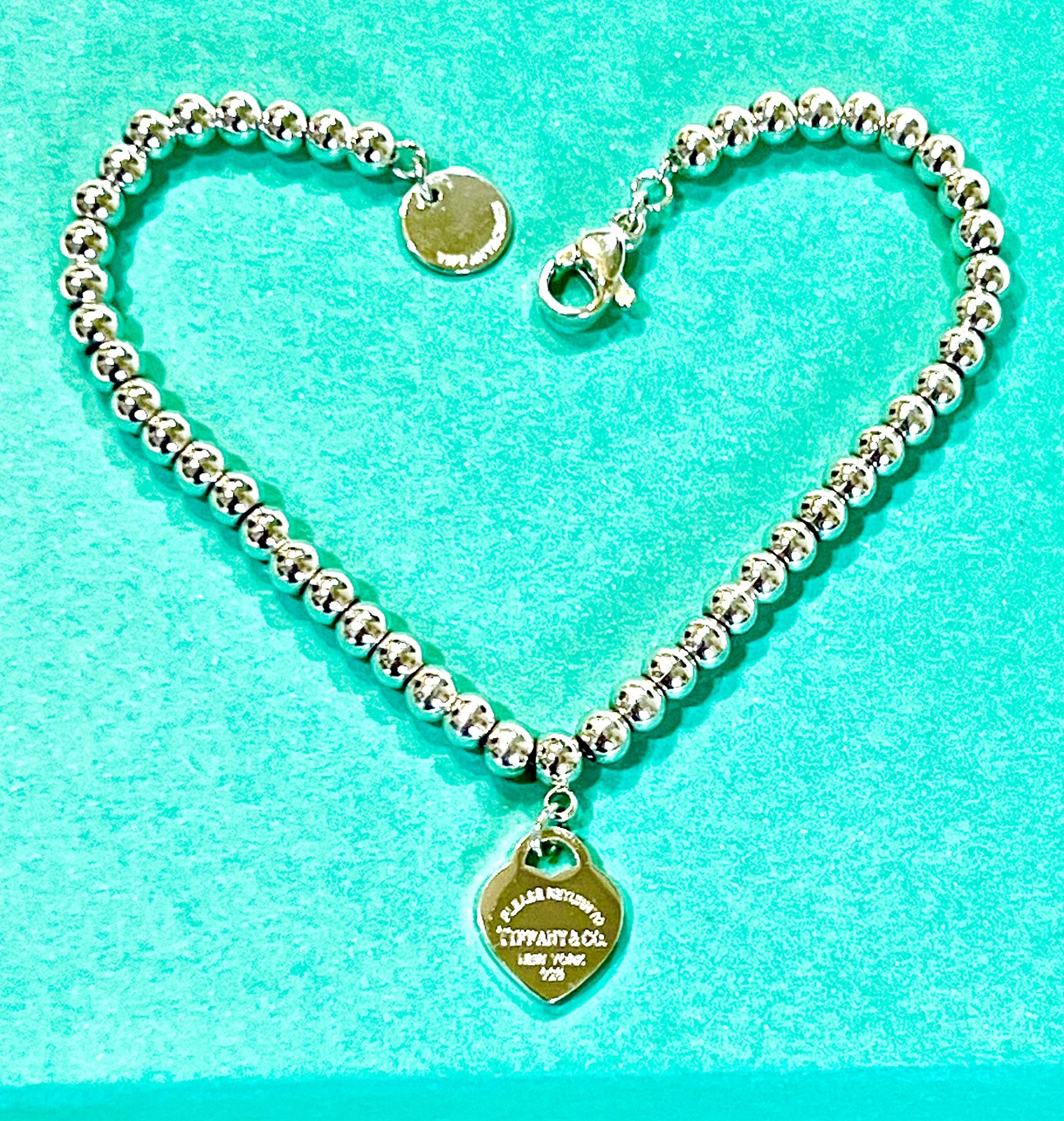 Fashion Green Mini Heart Charm Beaded Bracelet High Quality Sterling Silver 7inch (17cm)