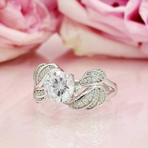 "Lovely Layer Stackable Zircon Angel Wings Wedding Rings for Women, PD768