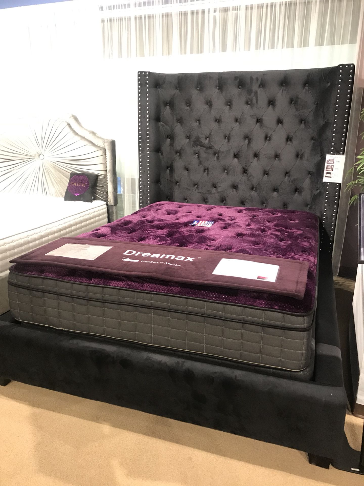 New Extra Tall Black Velvet Bed Frame, Extra Tall King Bed Frame