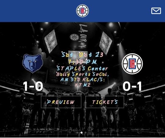 Clippers Vs Memphis 2 TICKETS