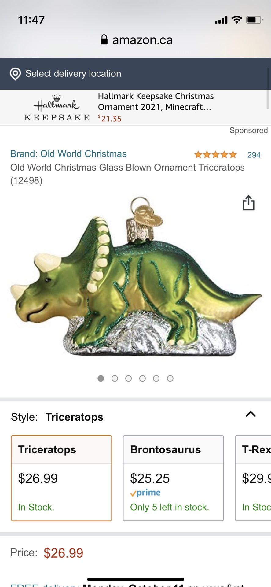 Blown Glass Dinasour Orniments