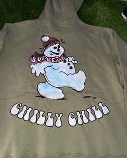 Supreme Snowman Hooded Sweatshirt Light Olive Thumbnail
