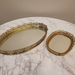 Gold Trays, Card Holder, Cake Stand, Etc Vintage Thumbnail