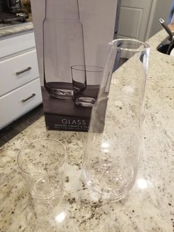 New Hotel collection glassware home goods gift bedside carafe & glass Thumbnail