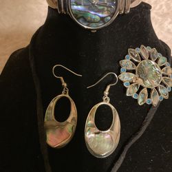 Multi Color Matching Set.dangle Earrings,brooch,necklace,and Watch( Mexico Alpaca) Thumbnail