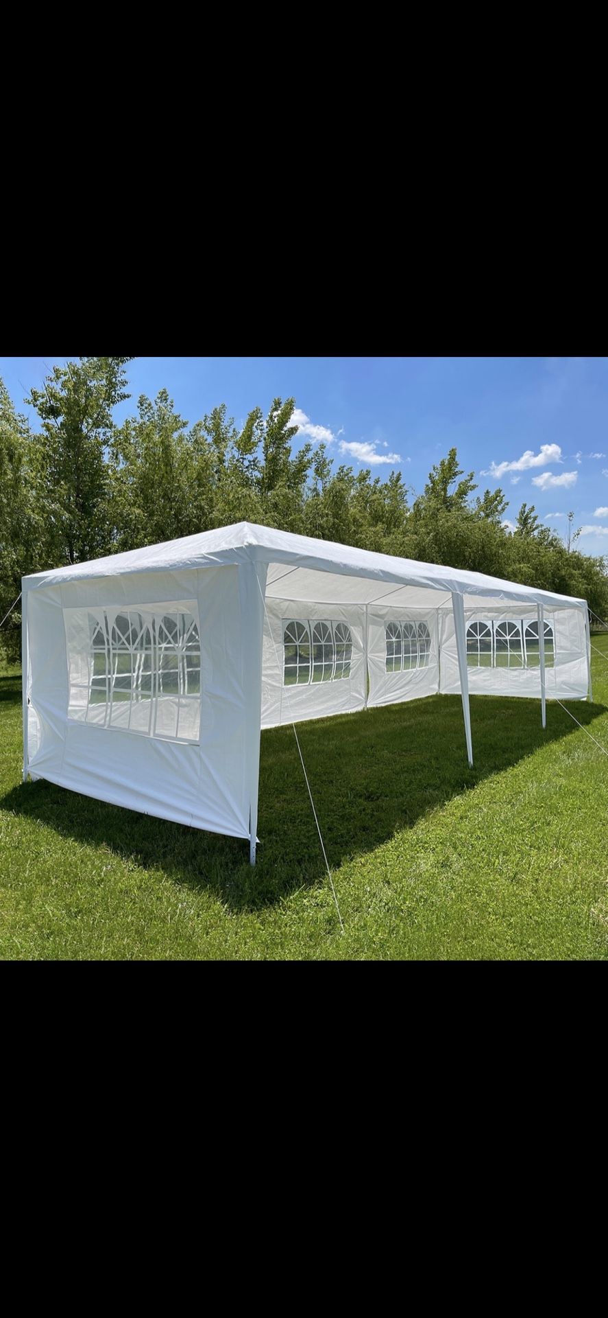 10'x 30' White Gazebo Wedding Party Tent Canopy With 6 Windows & 2 Sidewalls-8 For Sale