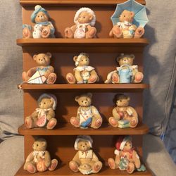 1993 Enesco Cherished Teddies 12 monthly bears with Display shelf Thumbnail