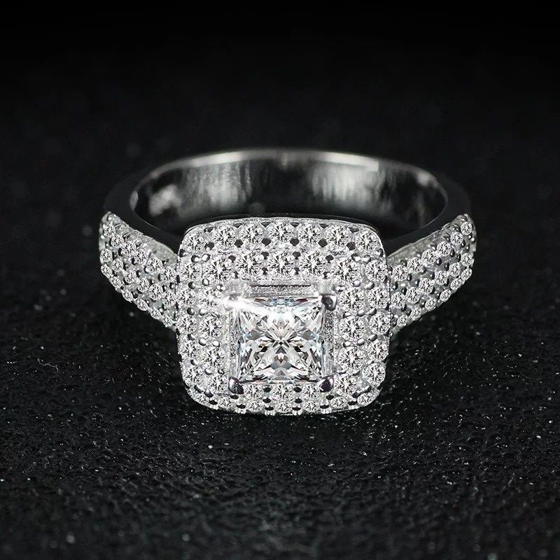 Stamped 925 Sterling ilver Wedding/promise/Engagement RING
