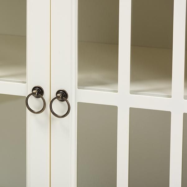 Kendall Classic and Traditional White Finished Wood and Glass Kitchen Storage Cabinet