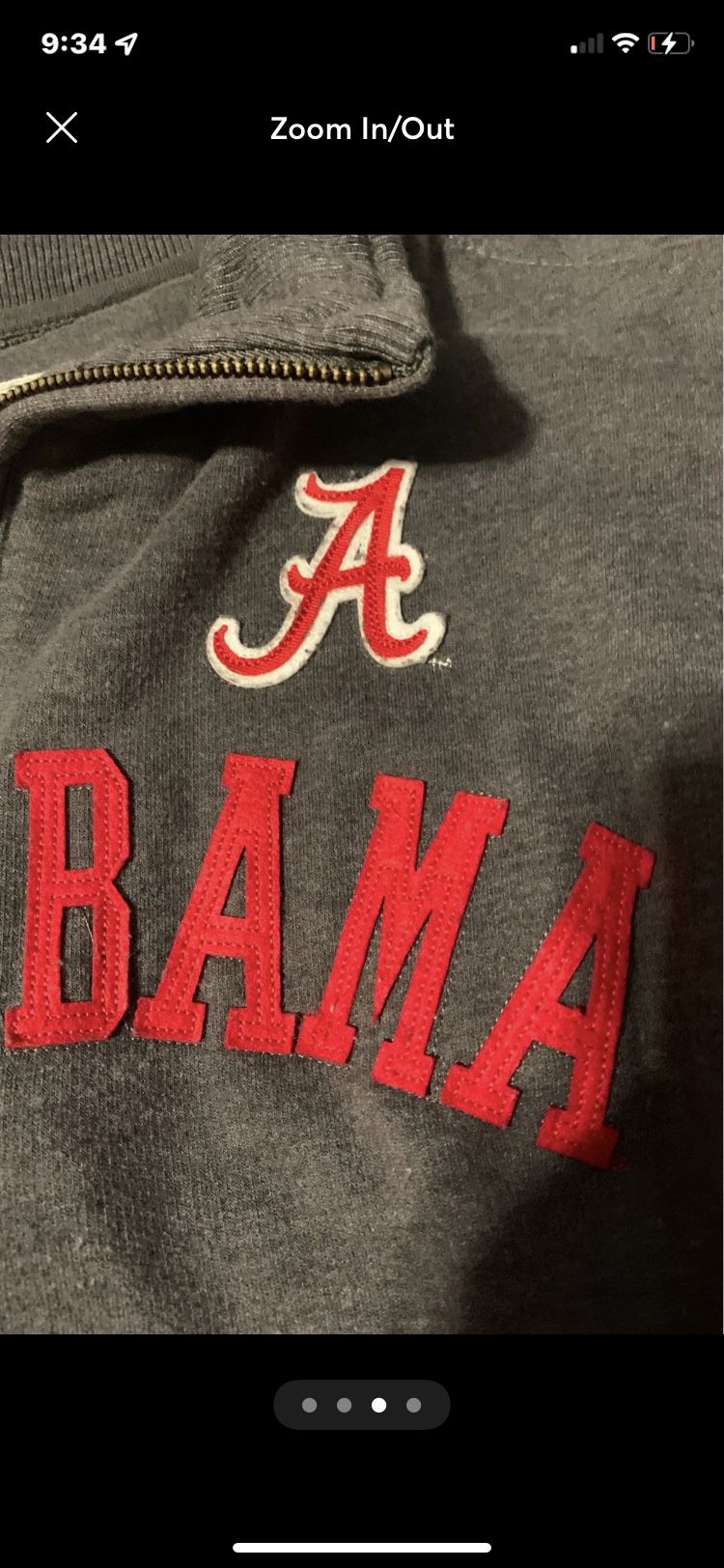 Alabama Sweatshirt Youth Size 20 1/4 Zip