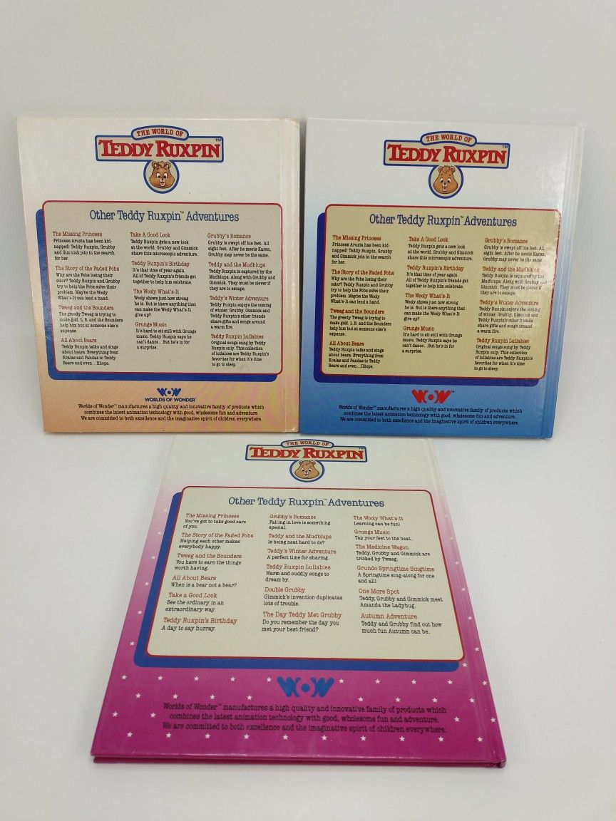 Vintage Teddy Ruxpin 3 Book Lot One More Spot, The Airship, Teddy Ruxpins Bday