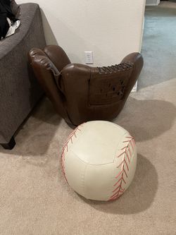 Baseball Glove Swivel Chair With Footstool Thumbnail