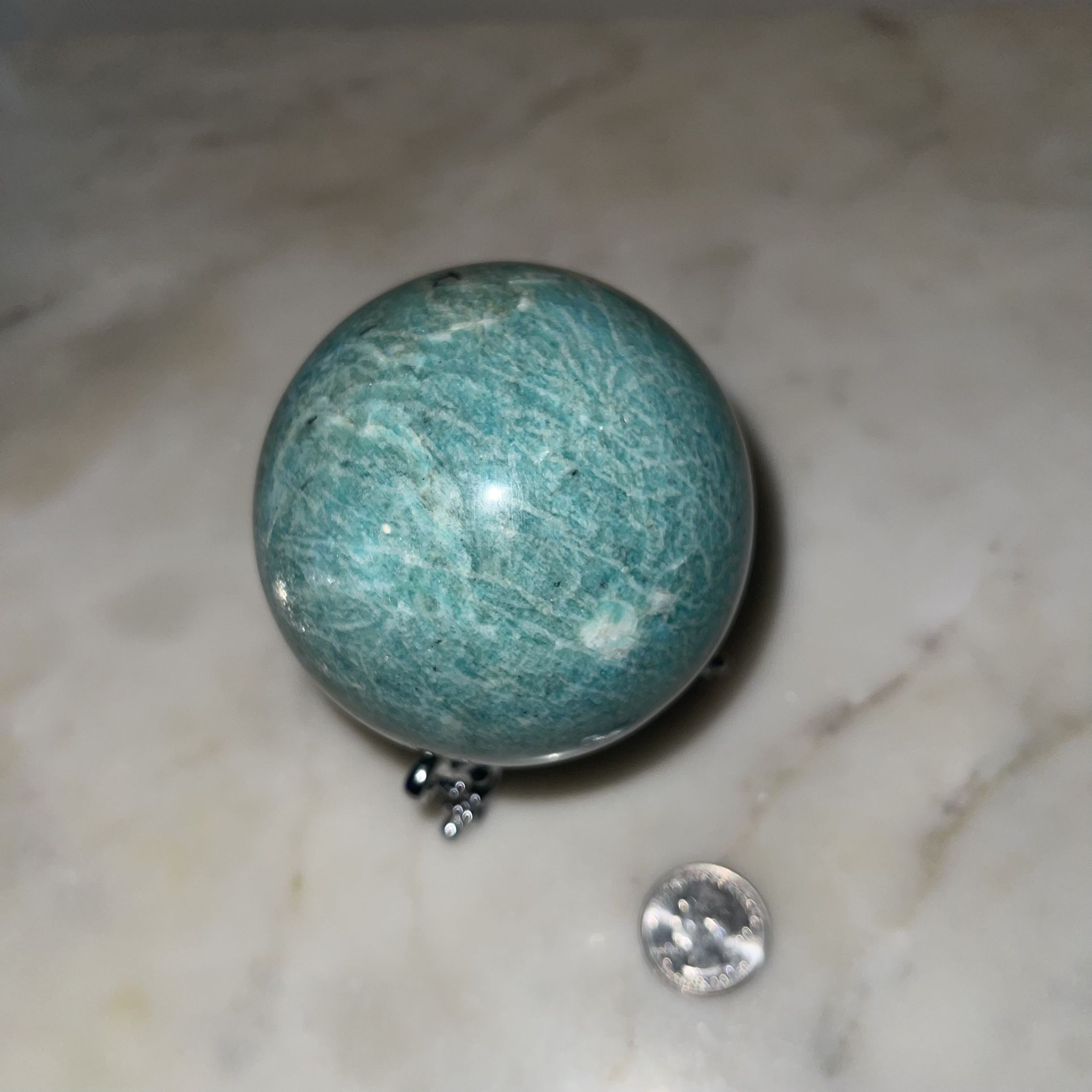 Large Amazonite With Sliver Stand