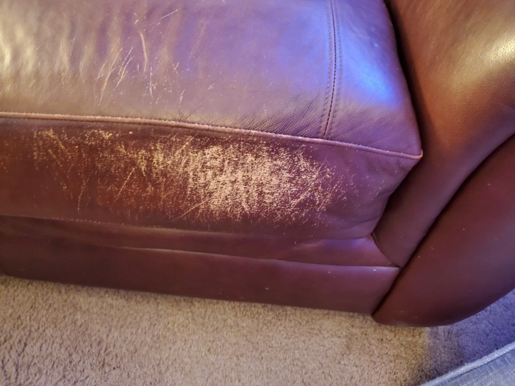 Leather COUCH Lightweight Has Scratchmarks One Side. You Haul.