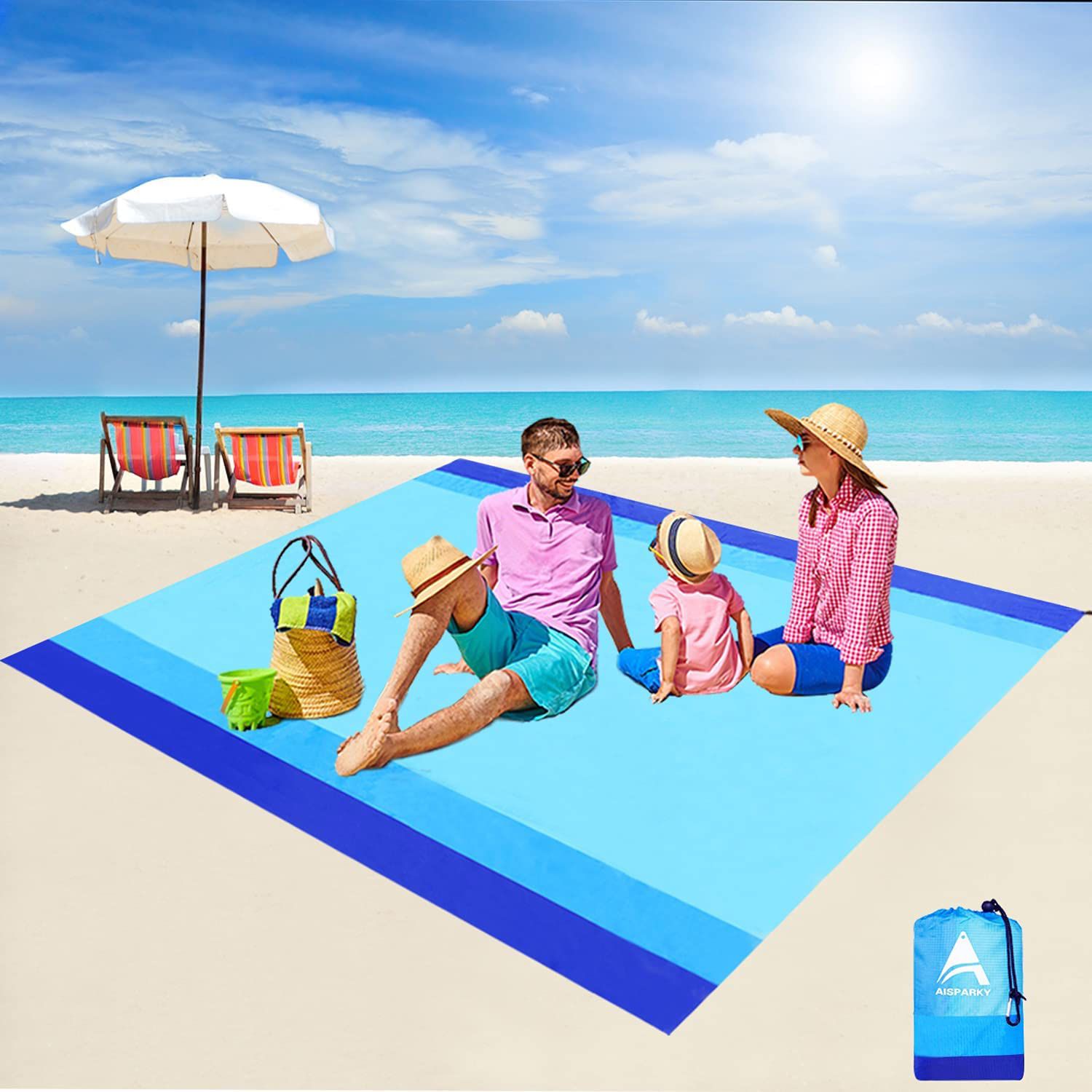 Beach Blanket, Outdoor Beach Mat Lightweight Picnic Blanket 78" x 81"/120"x108" Overside Water Proof and Quick Drying Beach Mat for Travel