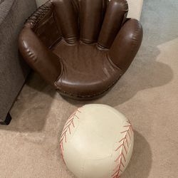 Baseball Glove Swivel Chair With Footstool Thumbnail