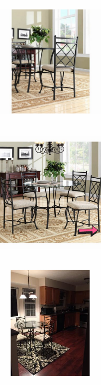 NEW Dining Table Set Kitchen Chairs 5 piece Glass Top Metal Tables Contemporary Room Decor Counter Height Comfortable Home Seats Indoor *↓READ↓* Thumbnail