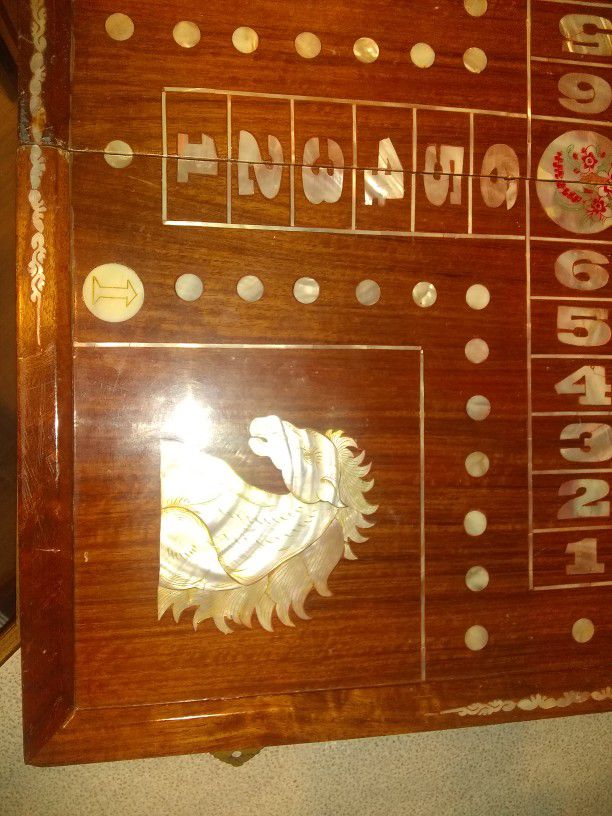 Wahoo Aggravation Wooden Game Board with Inlaid Mother Of Pearl