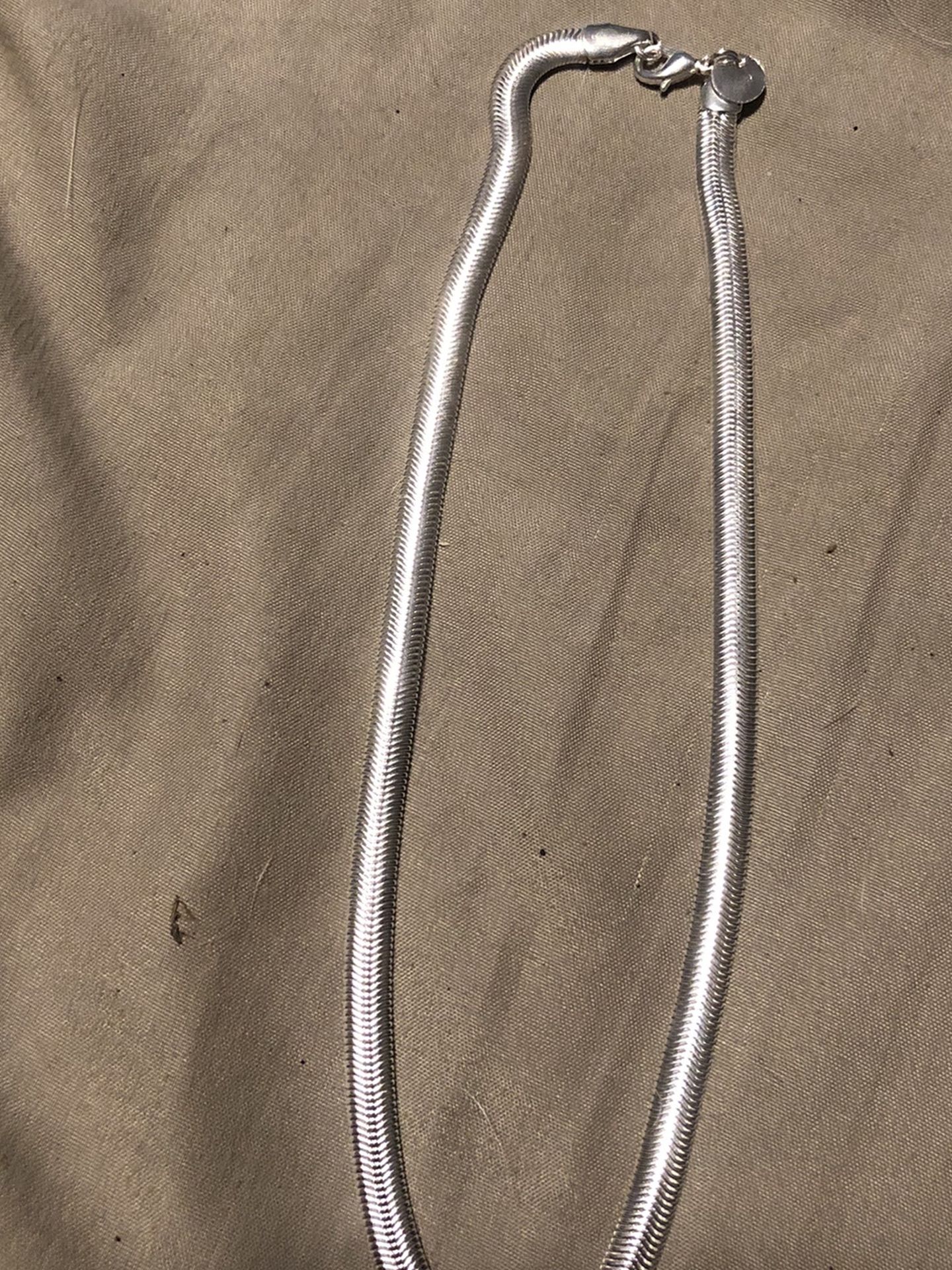 Sterling Silver Plated Herringbone Style Necklace