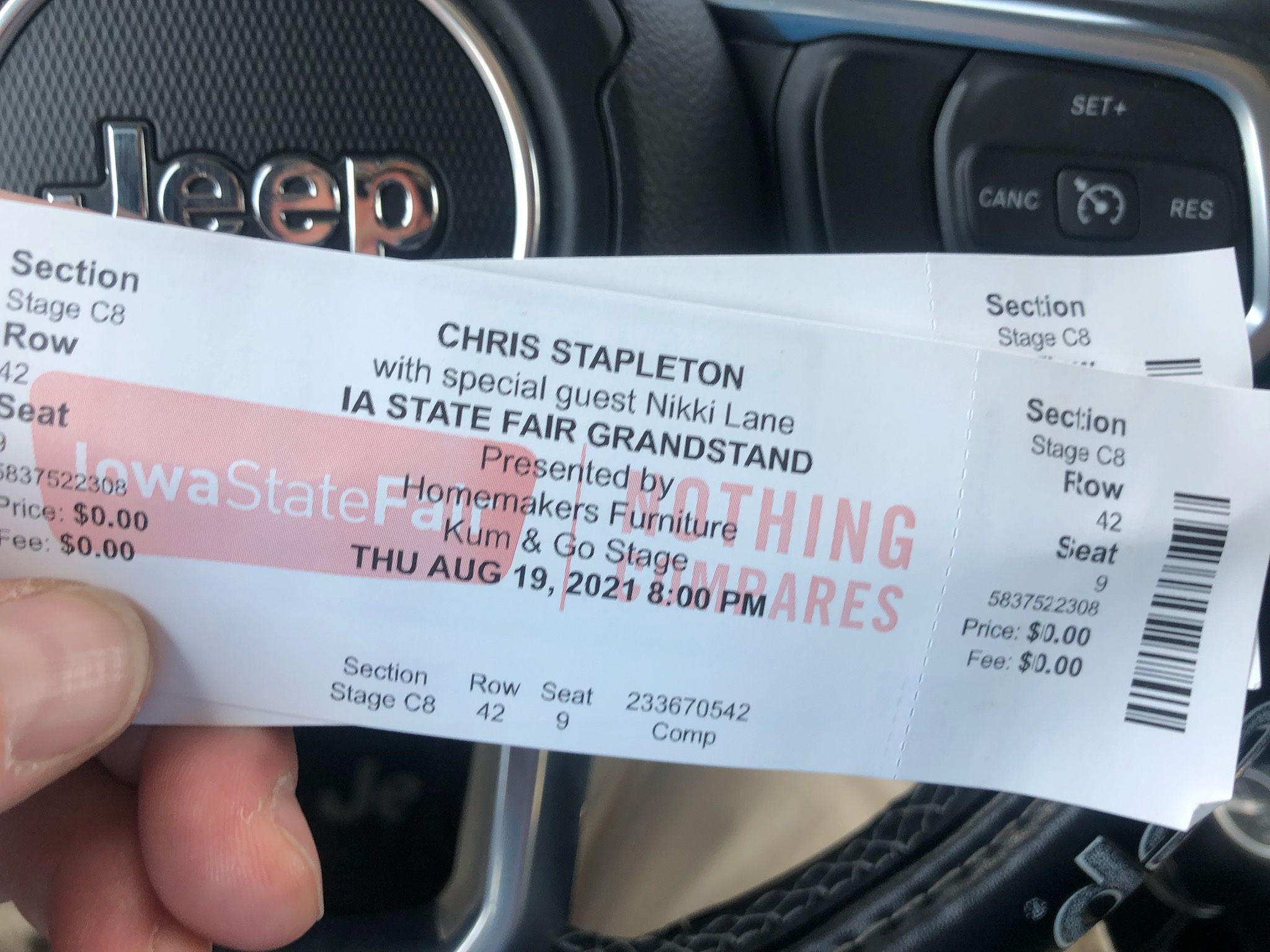 Chris Stapleton Tickets X 2