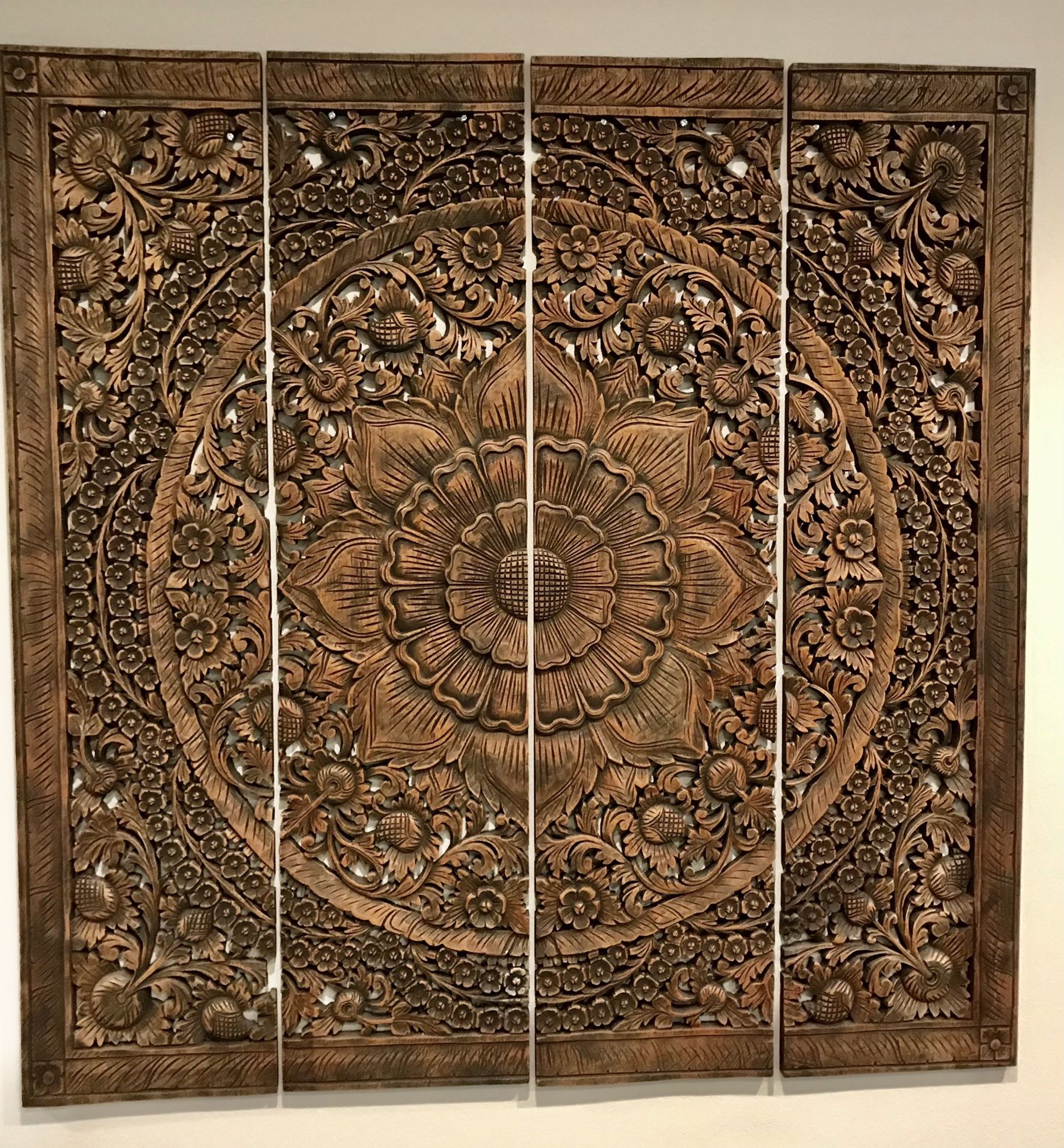 Wood Carving - Wall Decor- Teak Wood - Thai Art - NEW