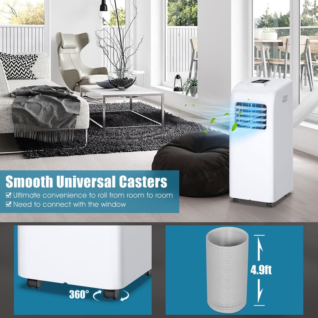 Costway 8000 BTU Portable Air Conditioner & Dehumidifier Function Remote W/ Window Kit