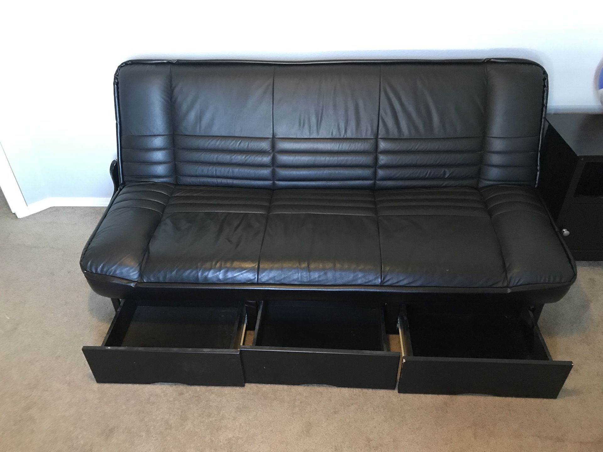Black leather futon