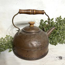 Vintage Patina Tea Kettle Decor  Thumbnail