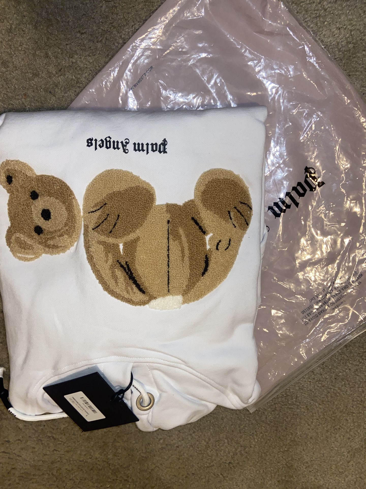 Palm Angels Bear Hoodie White SZ Large