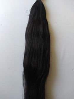 24 inches long Raw Indian temple itip human hair extensions ( Natural black) get length and fullness Thumbnail