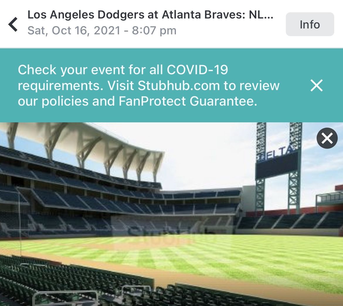 NLCS Game 2, Dodgers @ Atlanta (4 Tix Section 14)