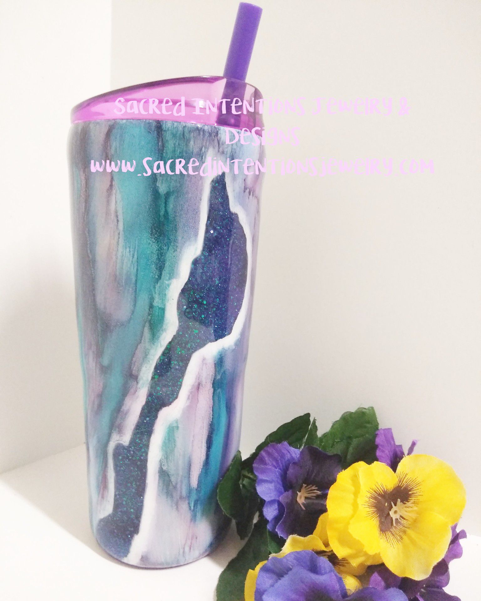 24 oz geode tumbler with straw and lid