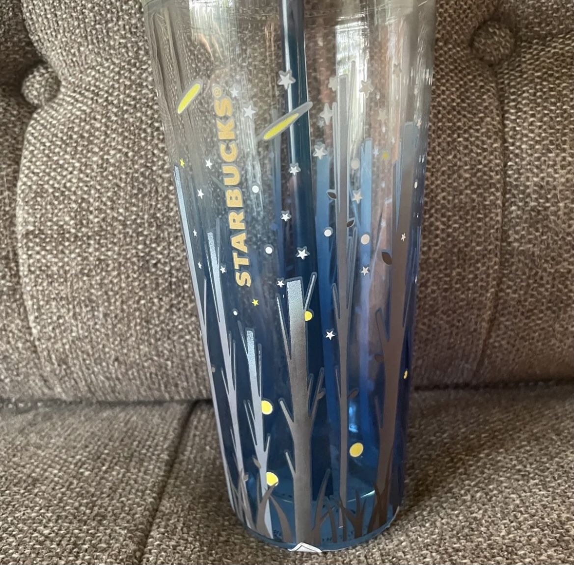 Starbucks Limited Edition Firefly Glass Tumbler w/ Wood Lid and Leaf Straw Detail