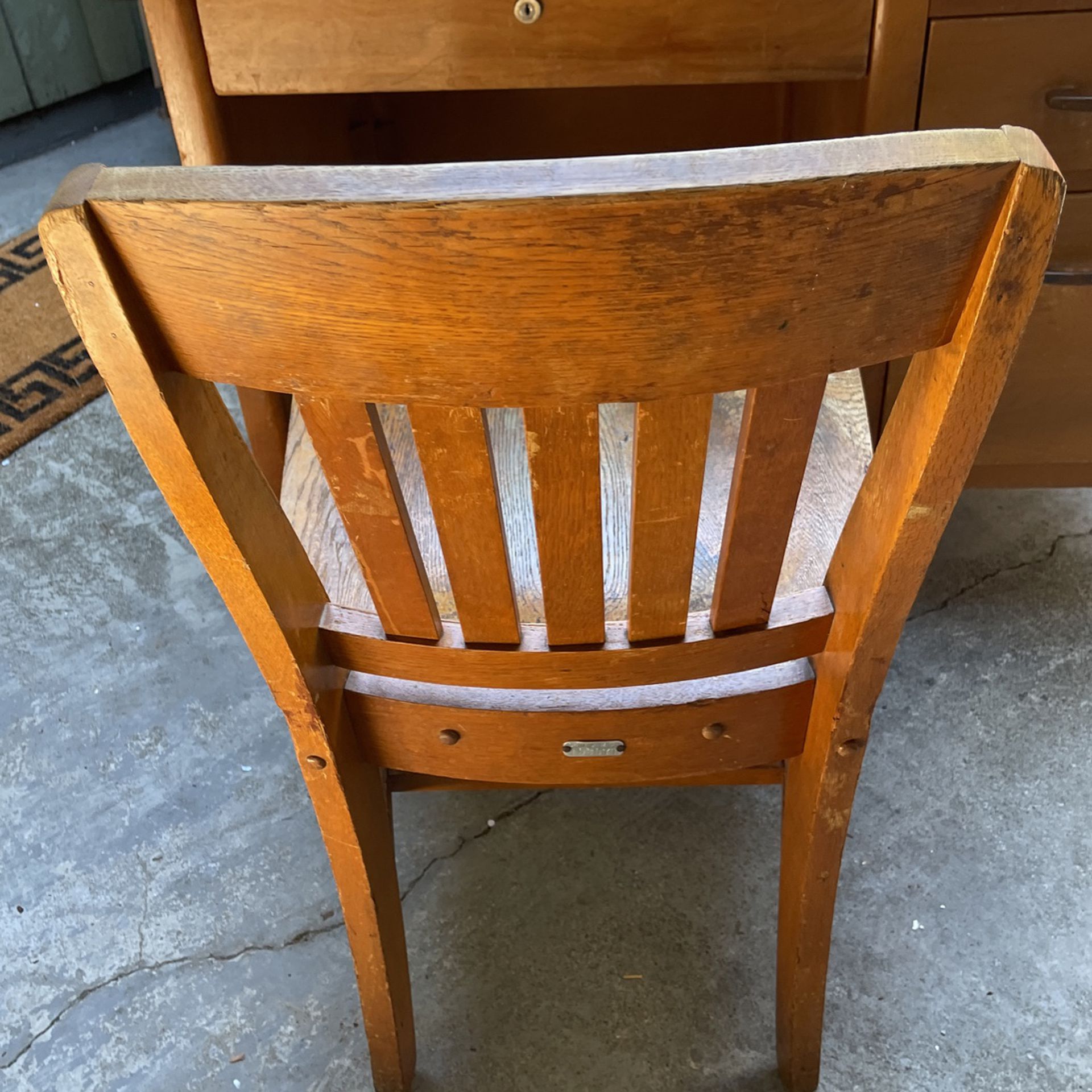 Old Solid Wood Teachers School  Desk And chair - Free