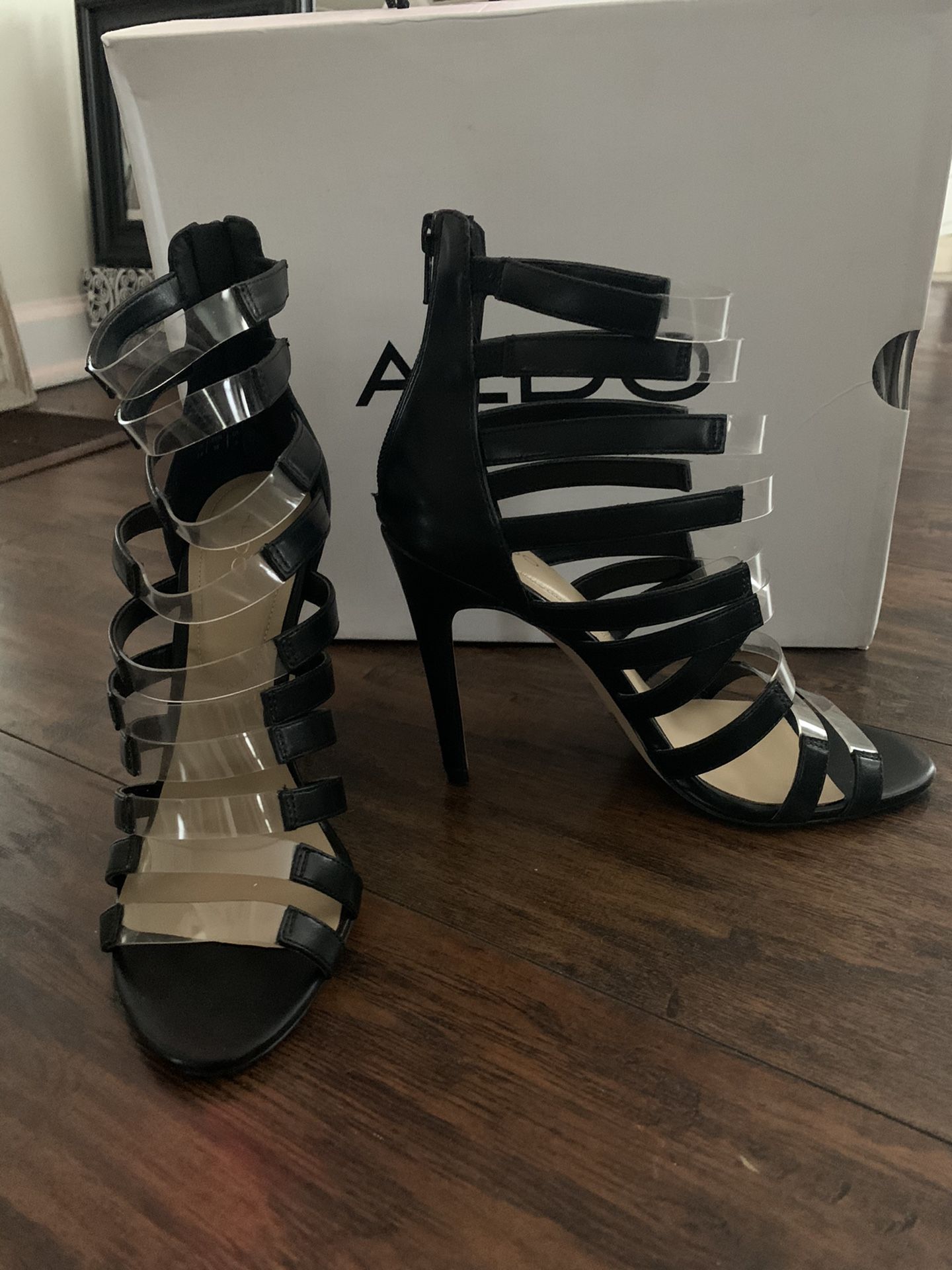 Black And Clear Aldo Heels