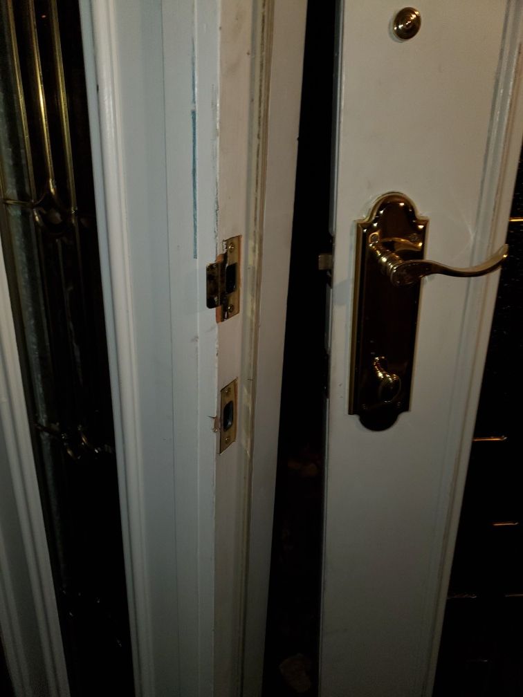 Stained beveled Front Door & partition