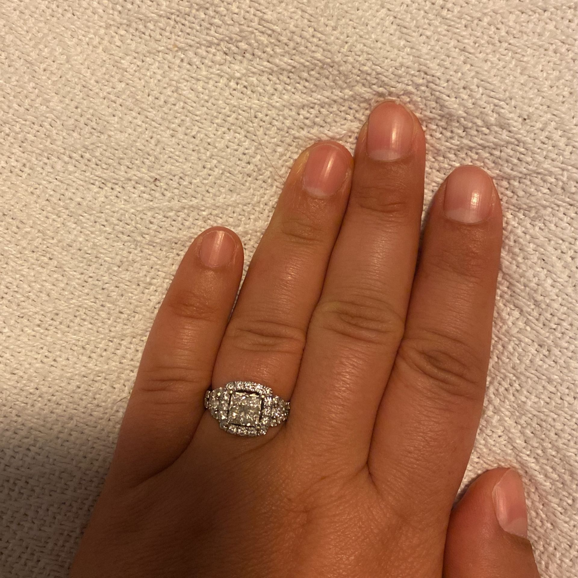 Wedding Engagement Ring 14k White Gold 3 Carot Diamonds