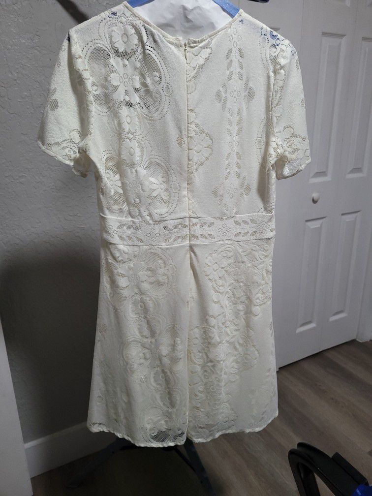 Topshop Off White Short Sleeve Dress sz 8