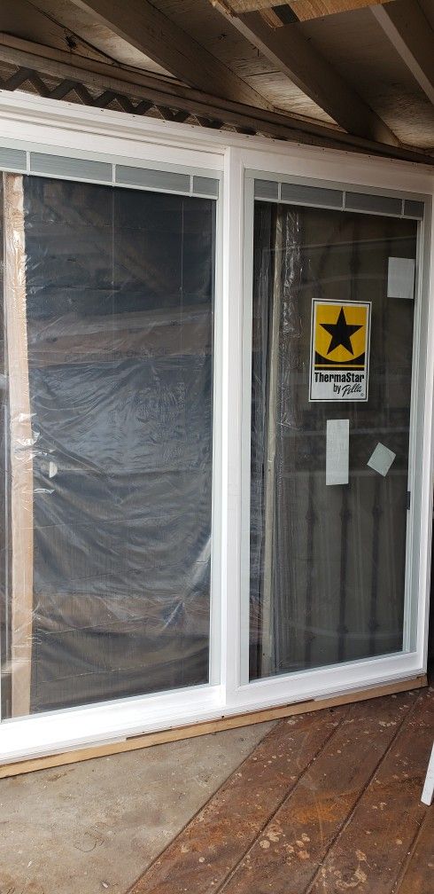 Exterior Sliding Patio Door 72x80 Pella Thermastar Right Hand Mini Blinds New Construction