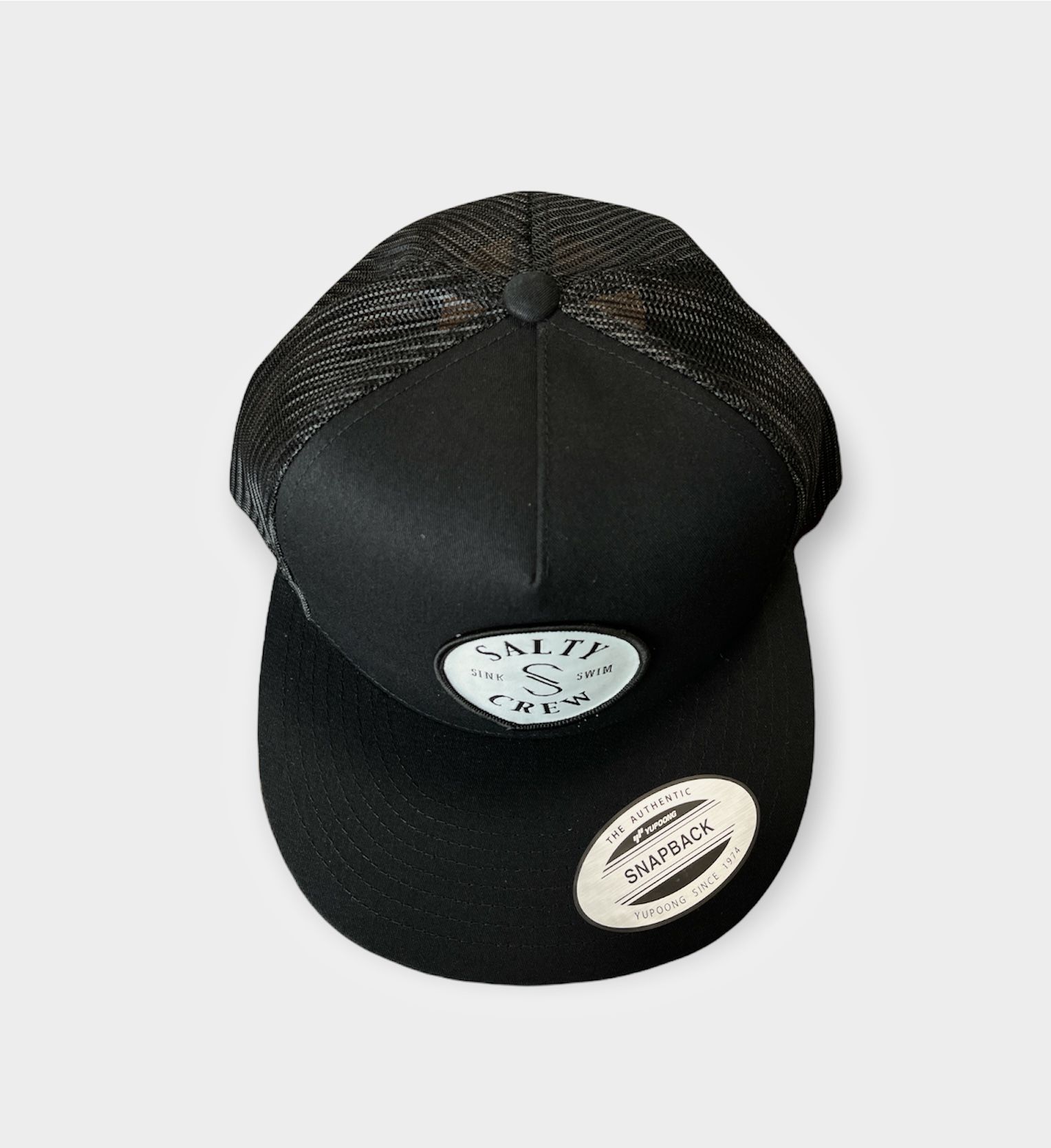 New Men’s Black Mesh Double S-Hook Snapback Salty Crew Hat