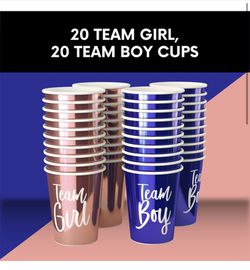Gender Reveal Decorations & Baby Shower Party Supplies - Team Boy Team Girl Gender Reveal Cup, 12 oz., 40 Pack (Rose Gold/Navy) Thumbnail