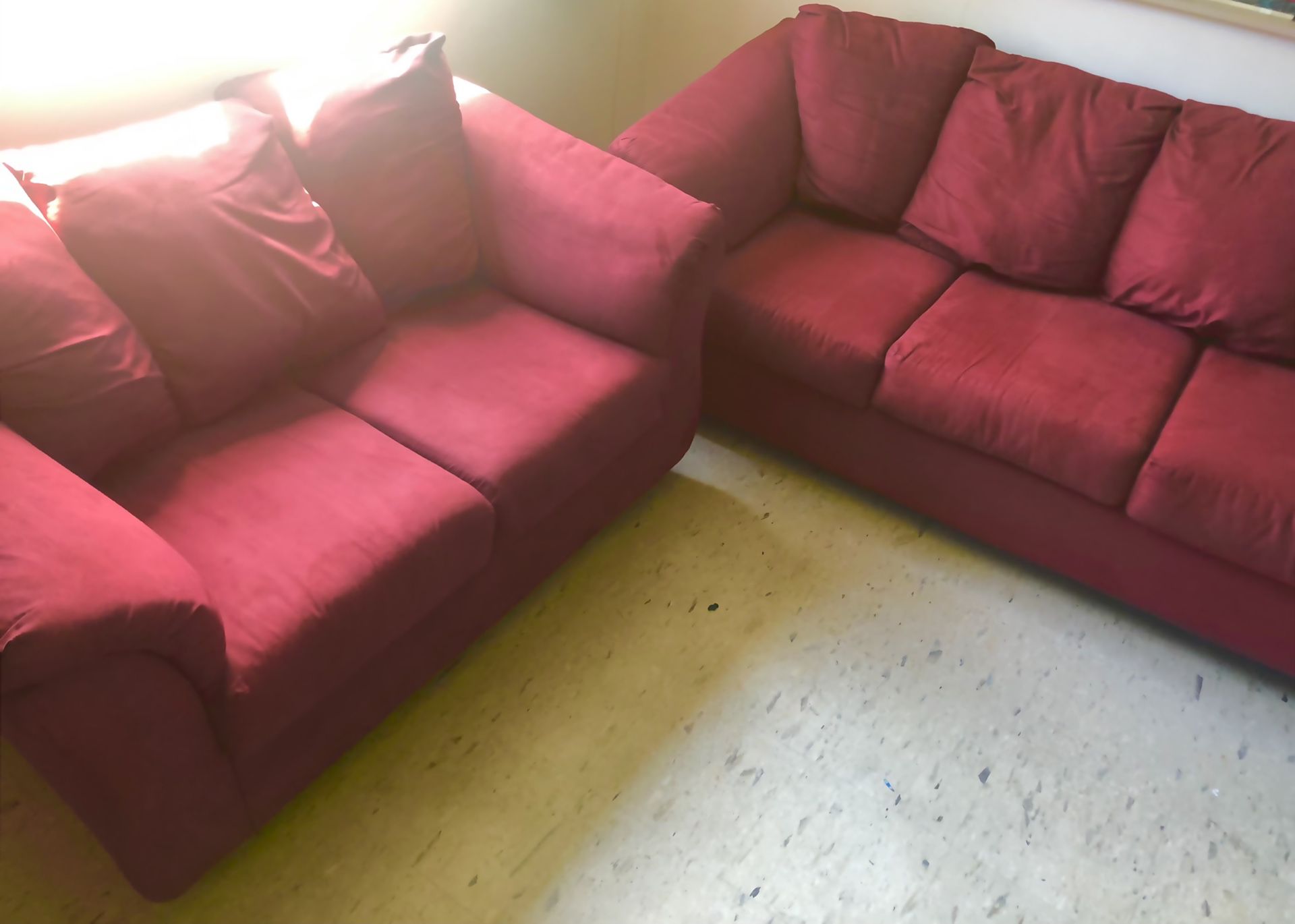 Red Suede Couches