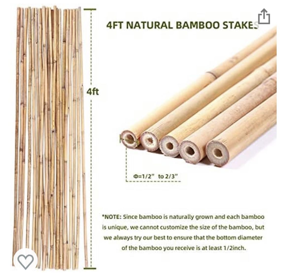 Ohuhu Bamboo Stakes 4ft With Hemp Ropes