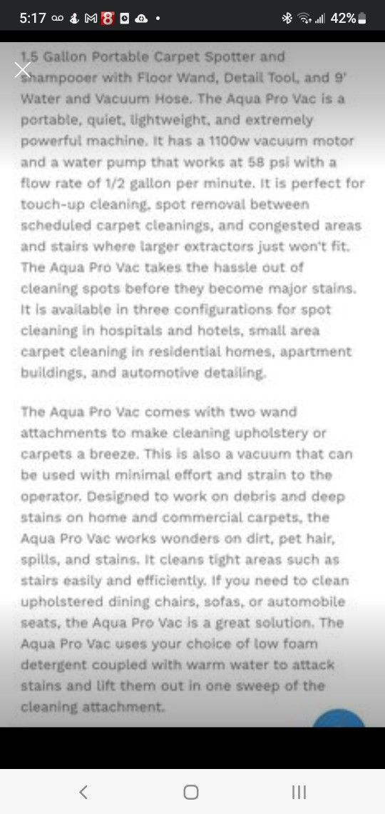 Portable Carpet Cleaning Spotter, Extractor Machine for Auto Detailing - Aqua Pro Vac