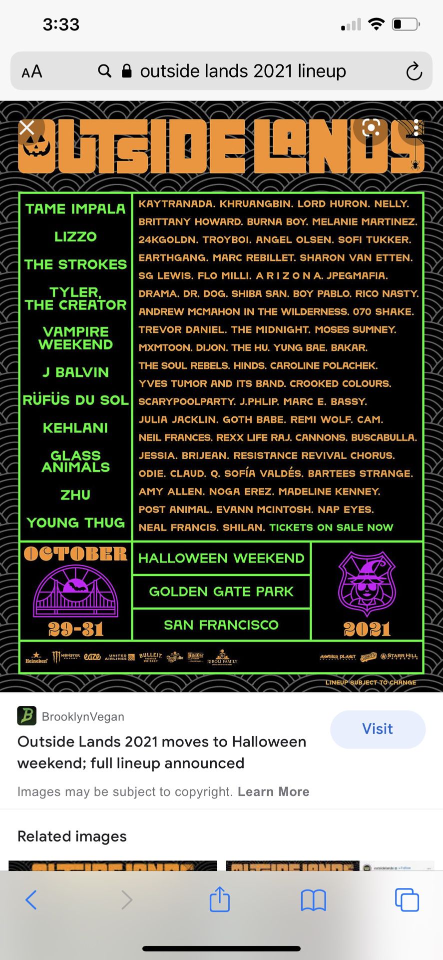 3 DayGA Outside Lands Tickets (2)