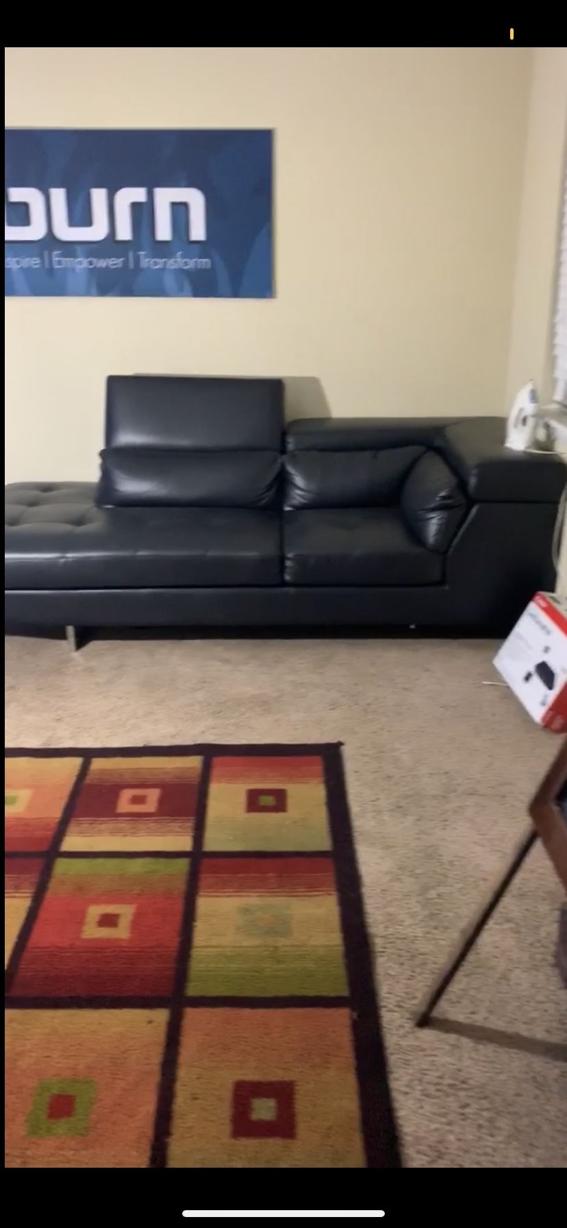 2 Torino black leather couches